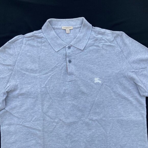 Burberry Brit Men Short Sleeve Polo Light Grey Cotton Pique Polo Shirt XL - Picture 6 of 13